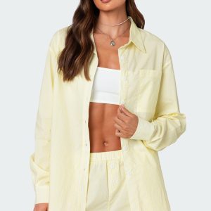 Oversized Pinstripe Button Up Shirt