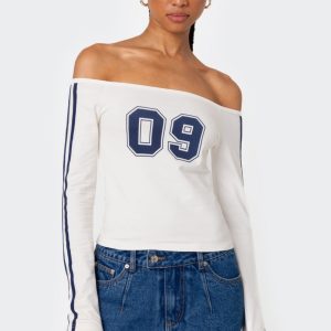 90'S Off Shoulder Long Sleeve T Shirt