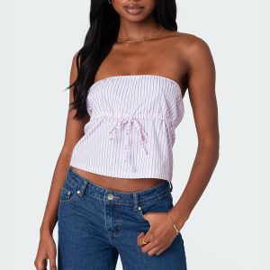 Augusta Pinstripe Strapless Top