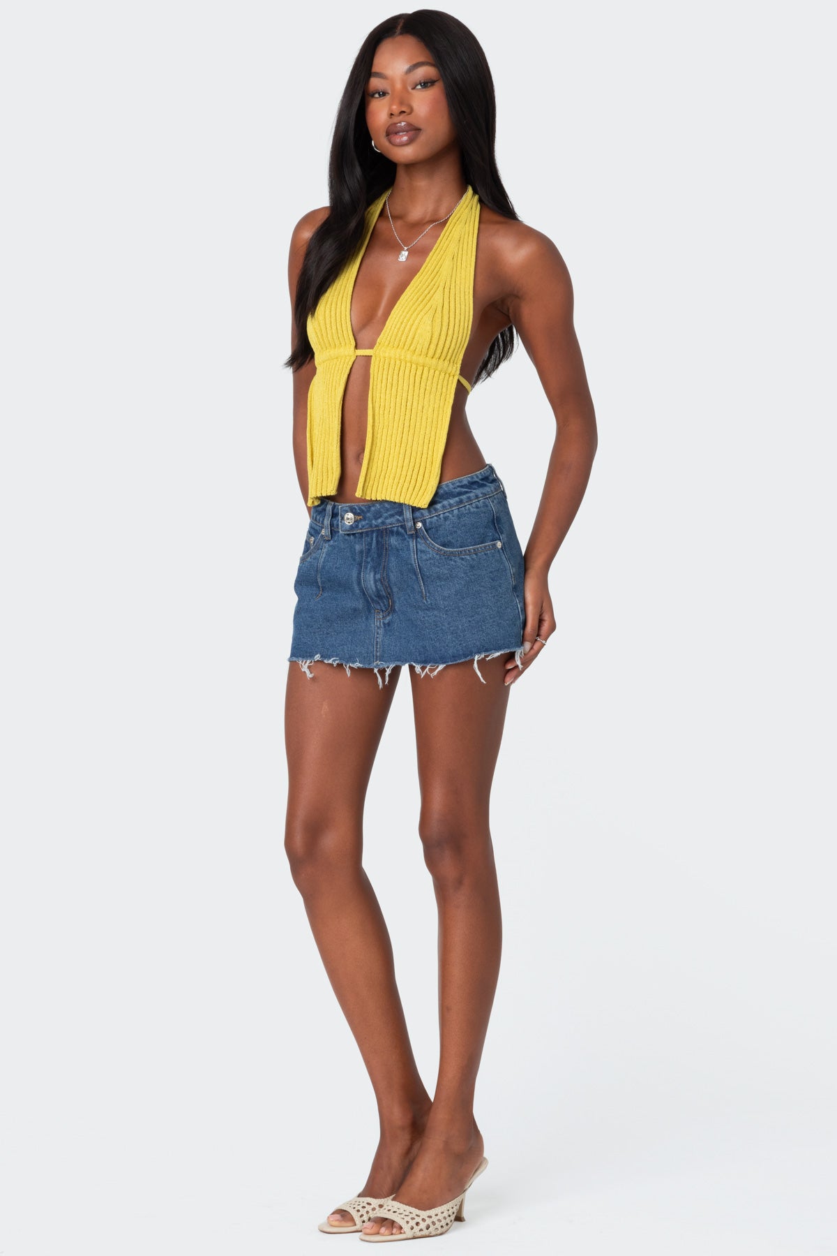 Caraway Ribbed Knit Split Front Top - Image 2