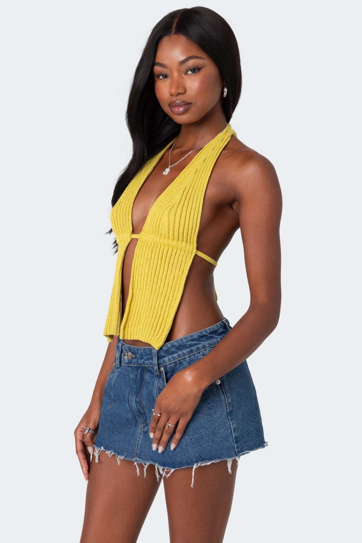 Caraway Ribbed Knit Split Front Top - Image 3