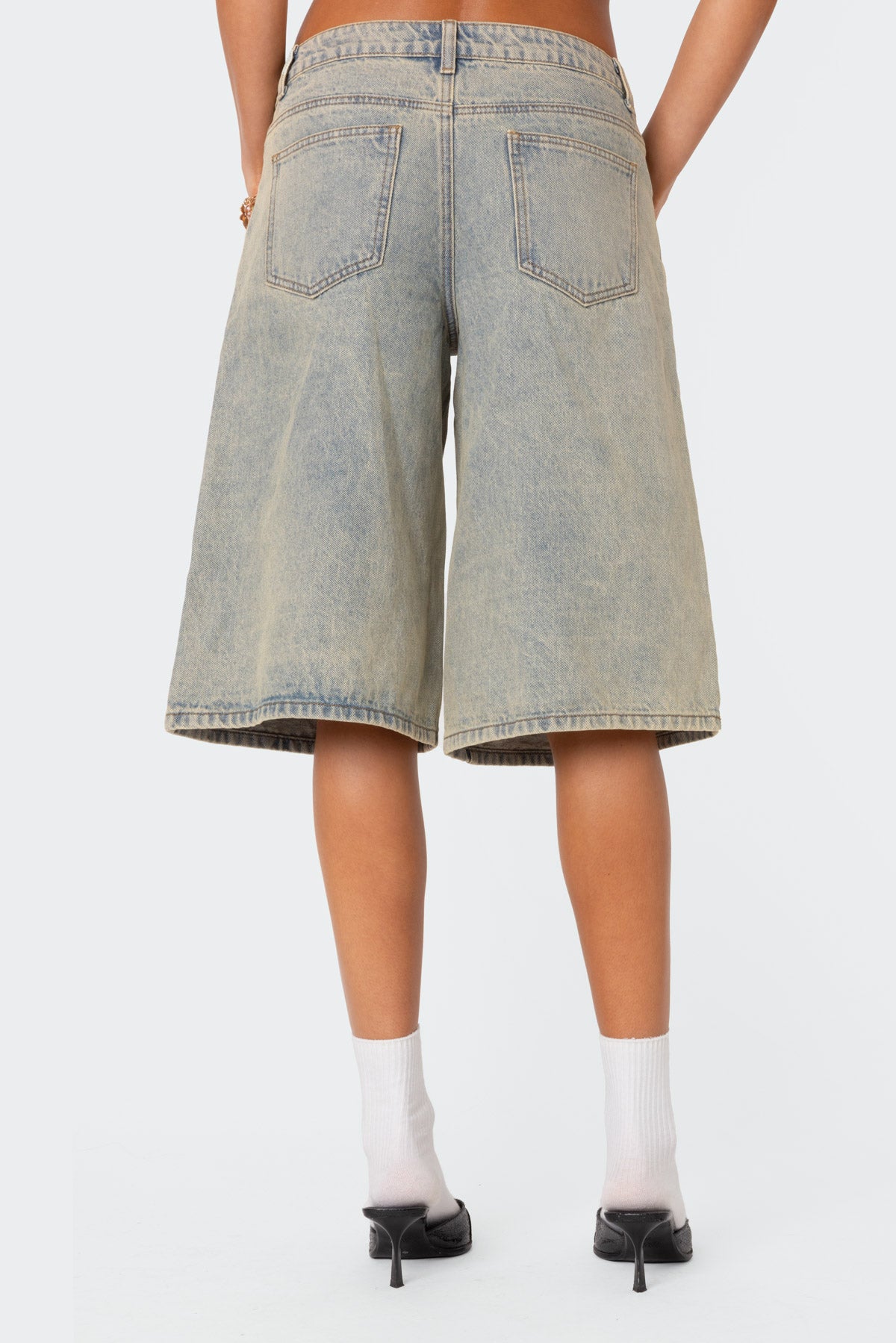Xtra Long Acid Wash Denim Bermuda Shorts - Image 5