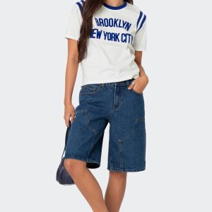 Jacqui Low Rise Denim Bermuda Shorts