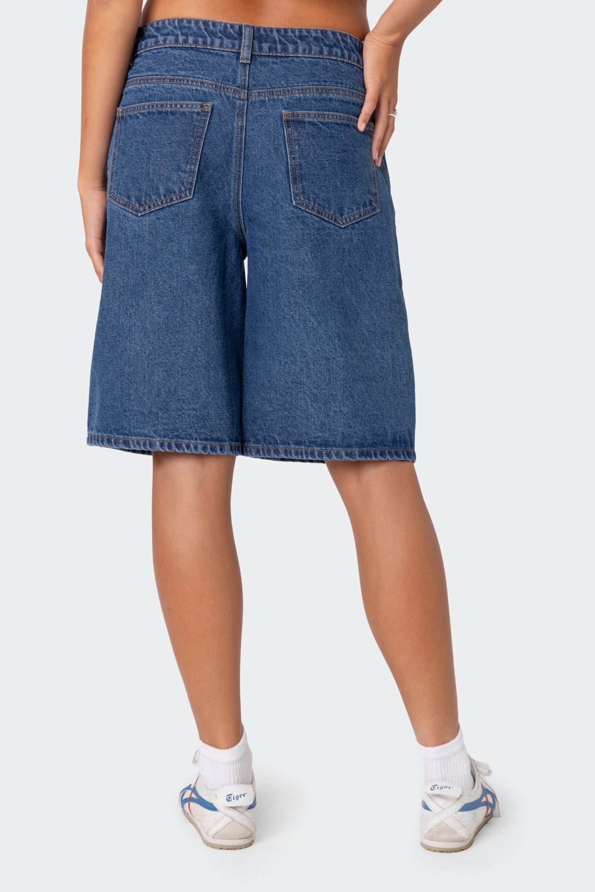 Jacqui Low Rise Denim Bermuda Shorts - Image 5