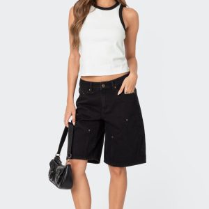 Jacqui Low Rise Denim Bermuda Shorts