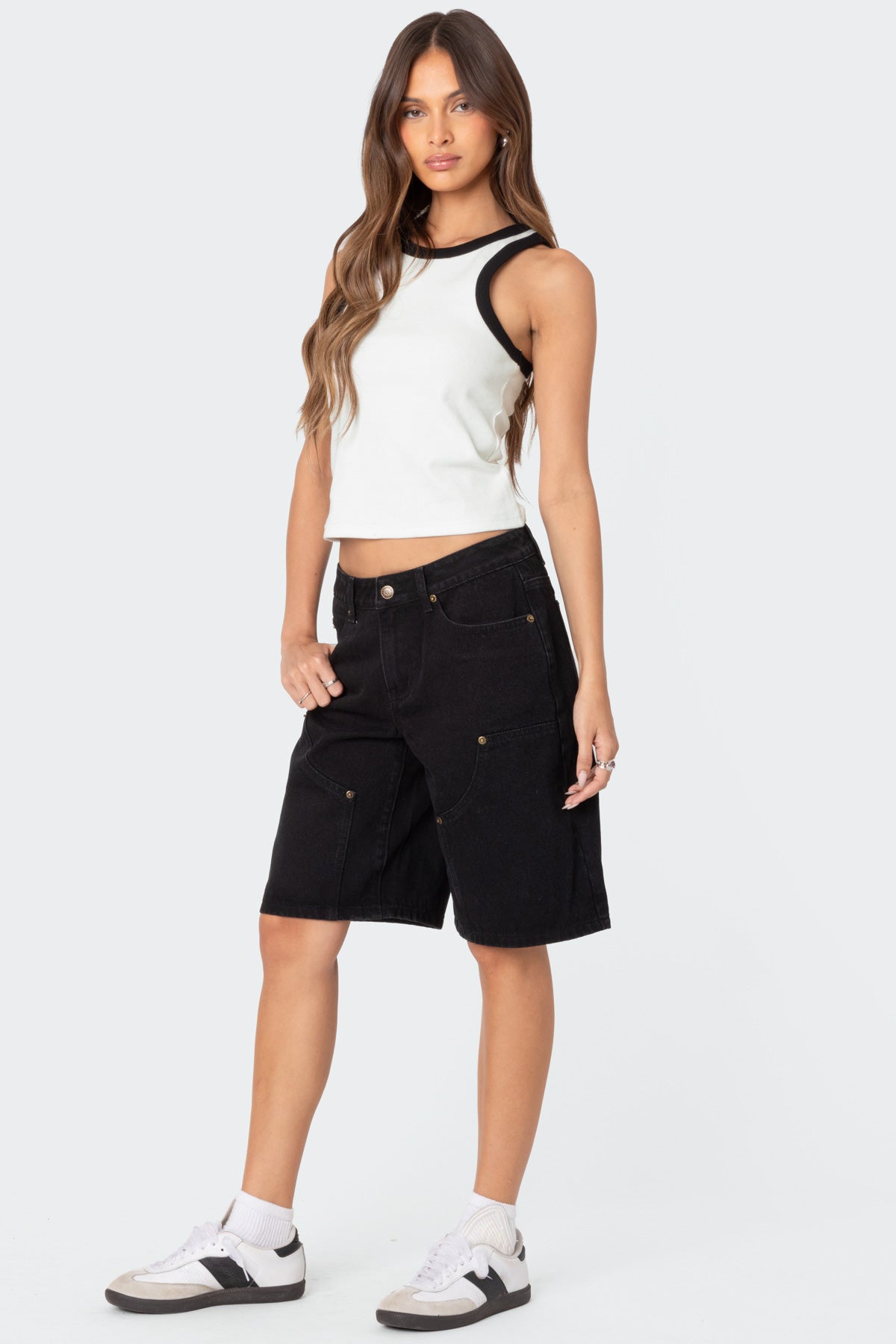 Jacqui Low Rise Denim Bermuda Shorts - Image 3