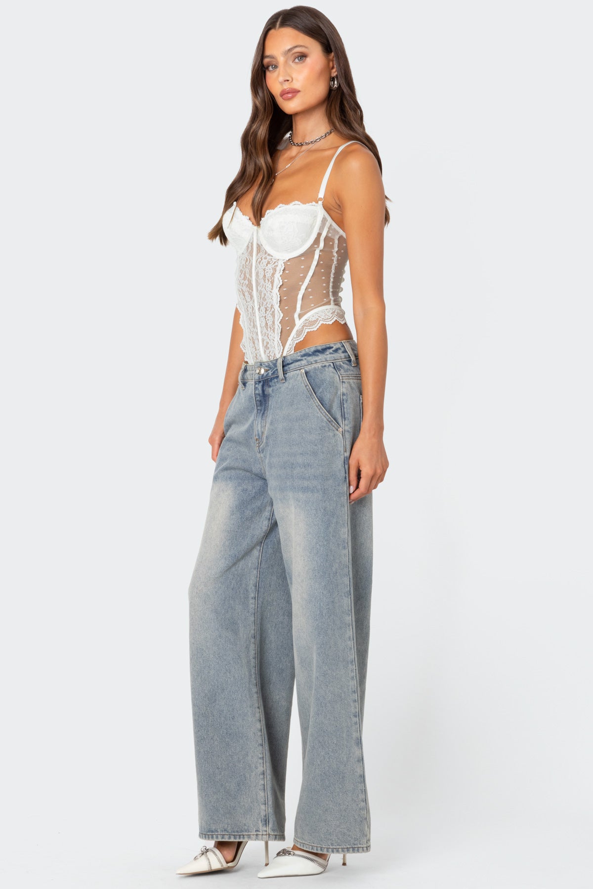 Cabaret Lacey Sheer Mesh Bodysuit - Image 4