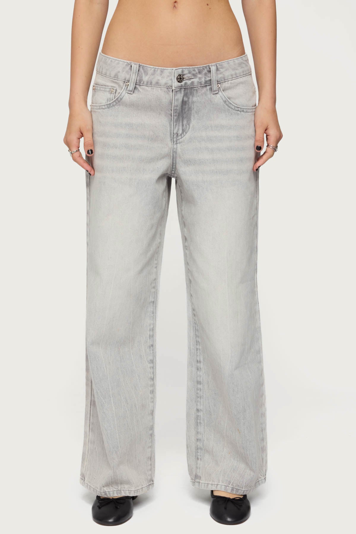 Petite Magda Low Rise Acid Wash Jeans - Image 2