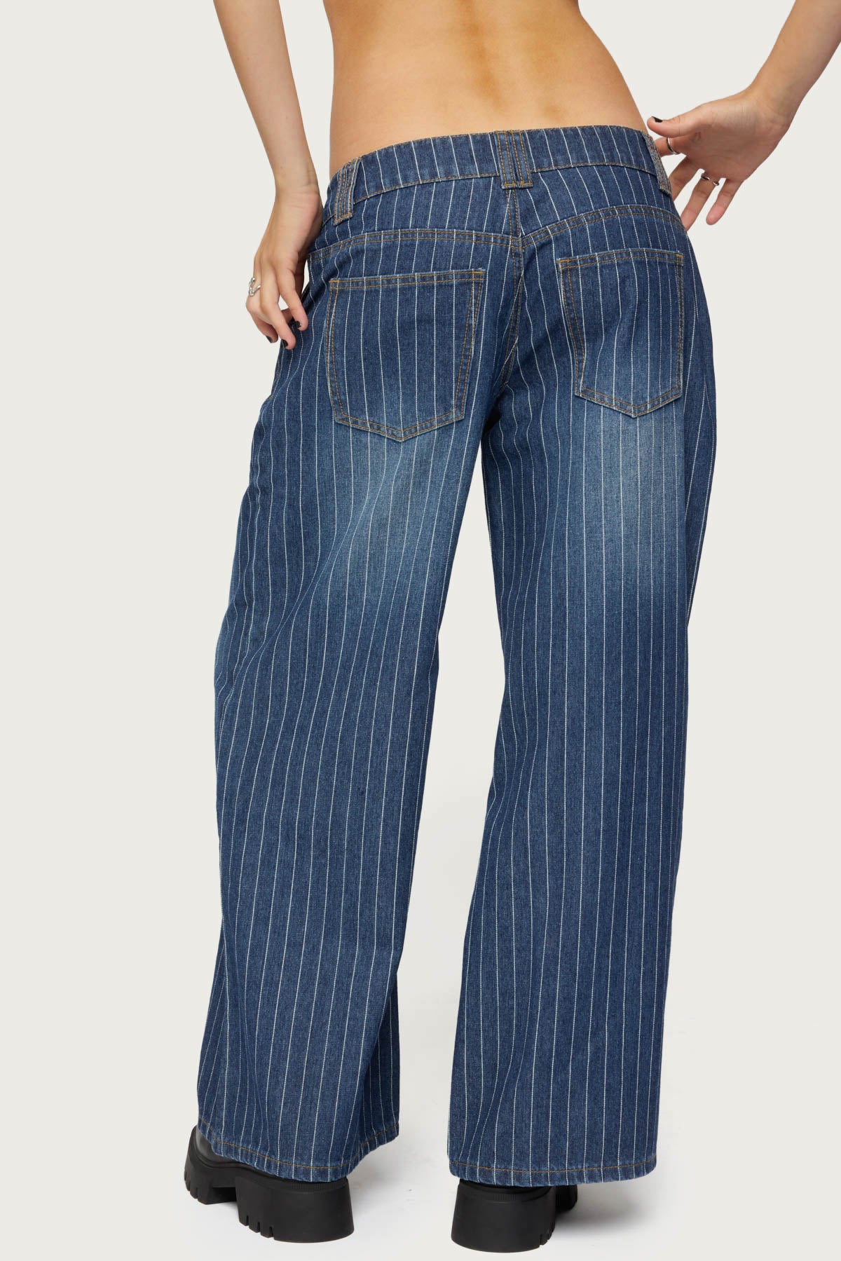 Petite Cory Striped Low Rise Jeans - Image 5