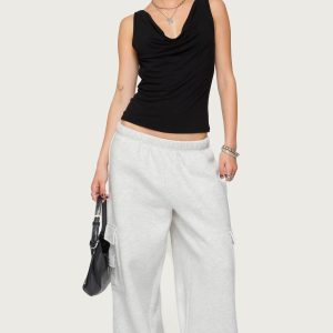 Petite Wide Leg Cargo Sweatpants