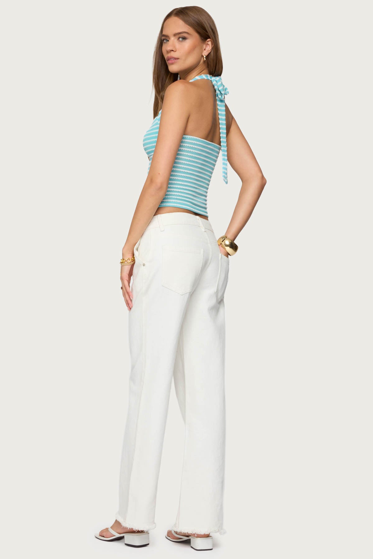 Lovina Textured Striped Halter Top - Image 2
