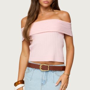 Blythe Ribbed Knit Fold Over Top
