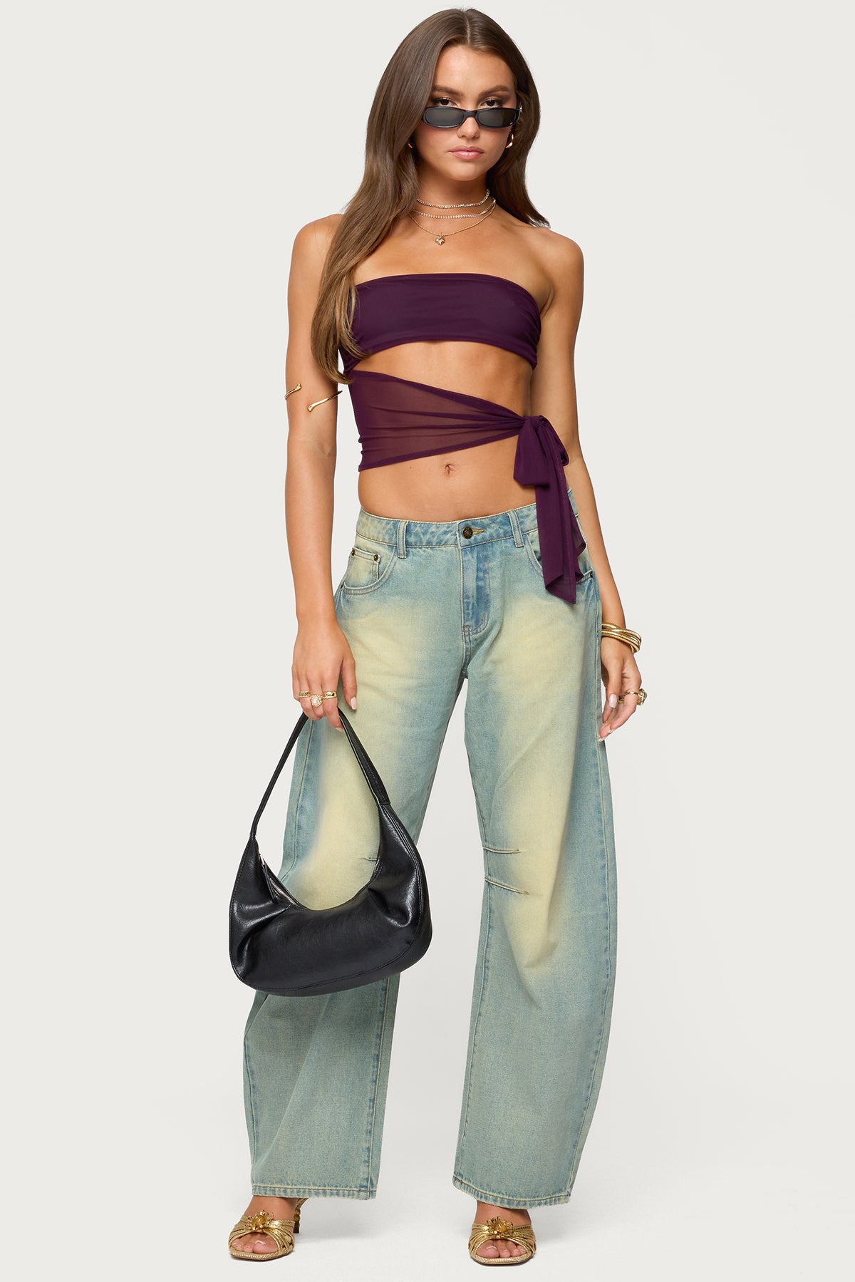 Cayden Low Rise Washed Barrel Jeans