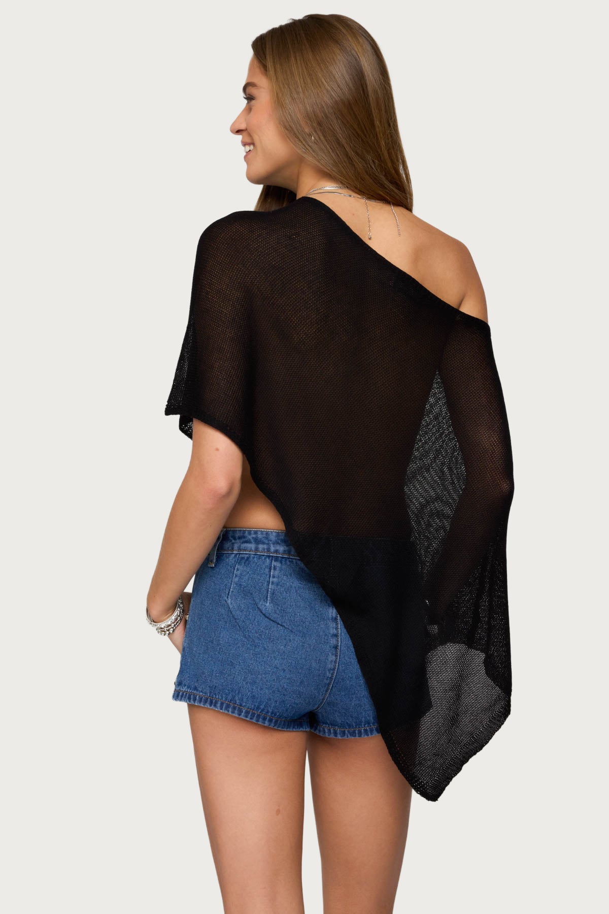 Azalia Asymmetric Knit Poncho - Image 5