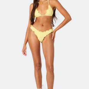 Golden Ruffle Edge Bikini Bottom