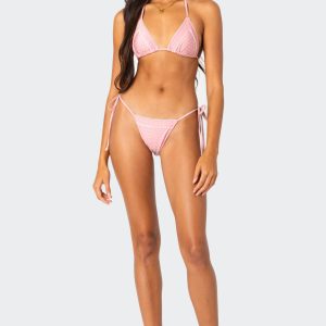 Contrast Polka Dot String Bikini Bottom