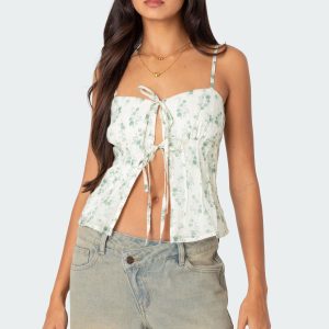 Malmo Printed Tie Front Top