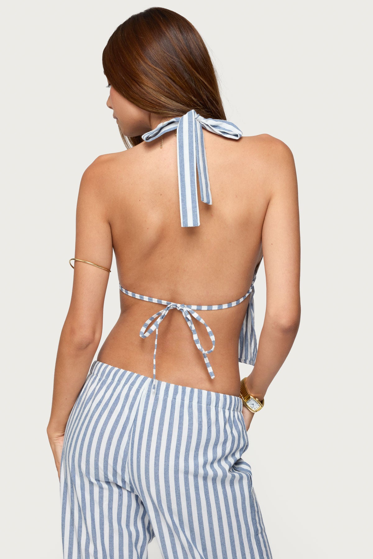 Macey Striped Split Front Backless Top - Image 4