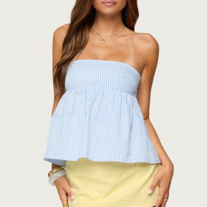 Maddie Strapless Striped Babydoll Top