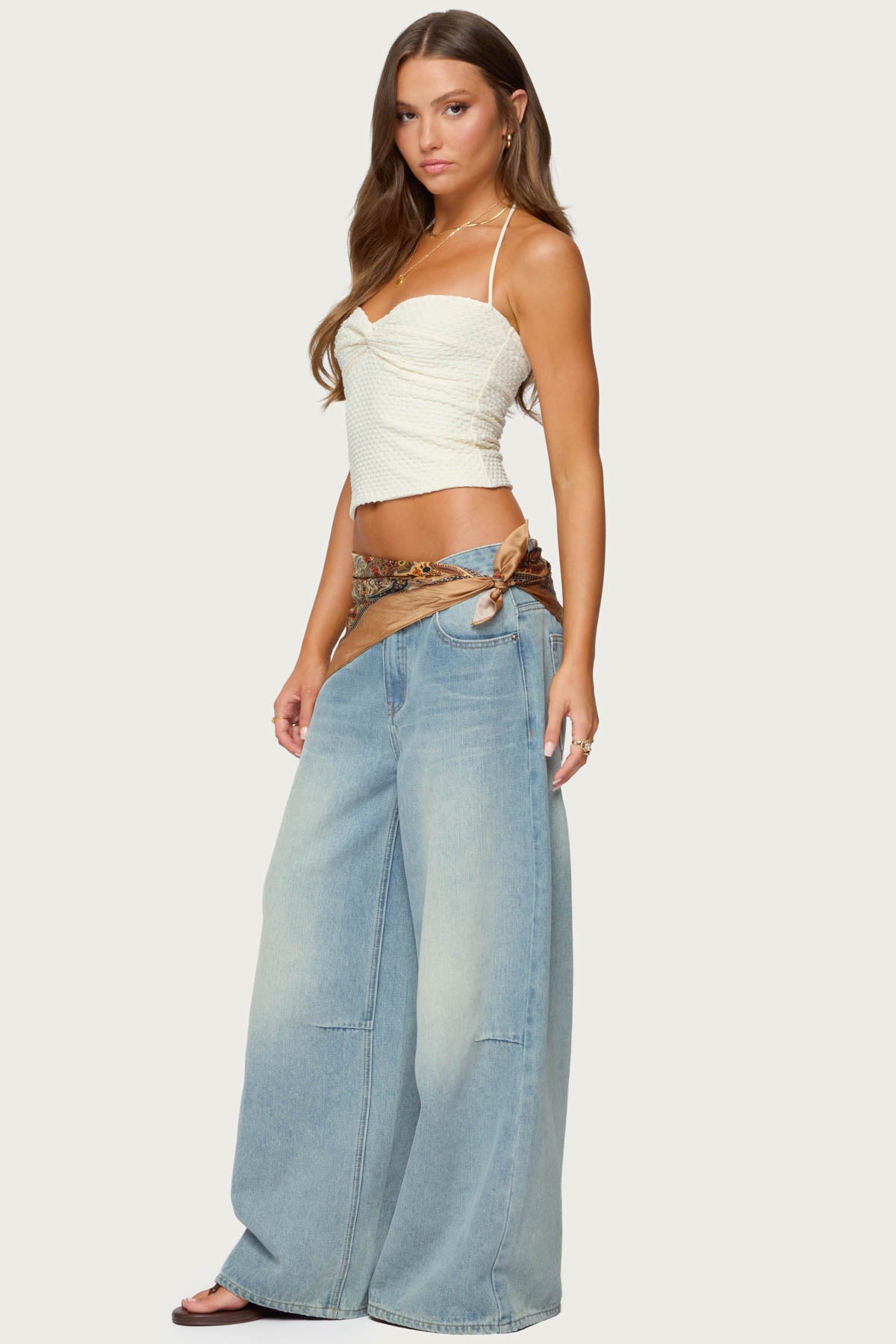 Zoee Twisted Textured Halter Top - Image 4