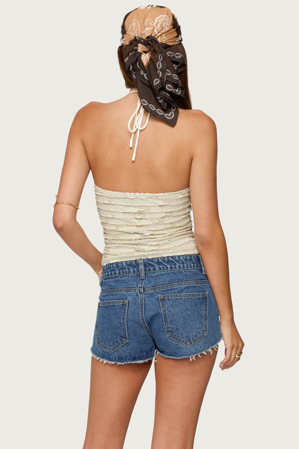 Criss Cross Bead Ruffled Halter Top - Image 5
