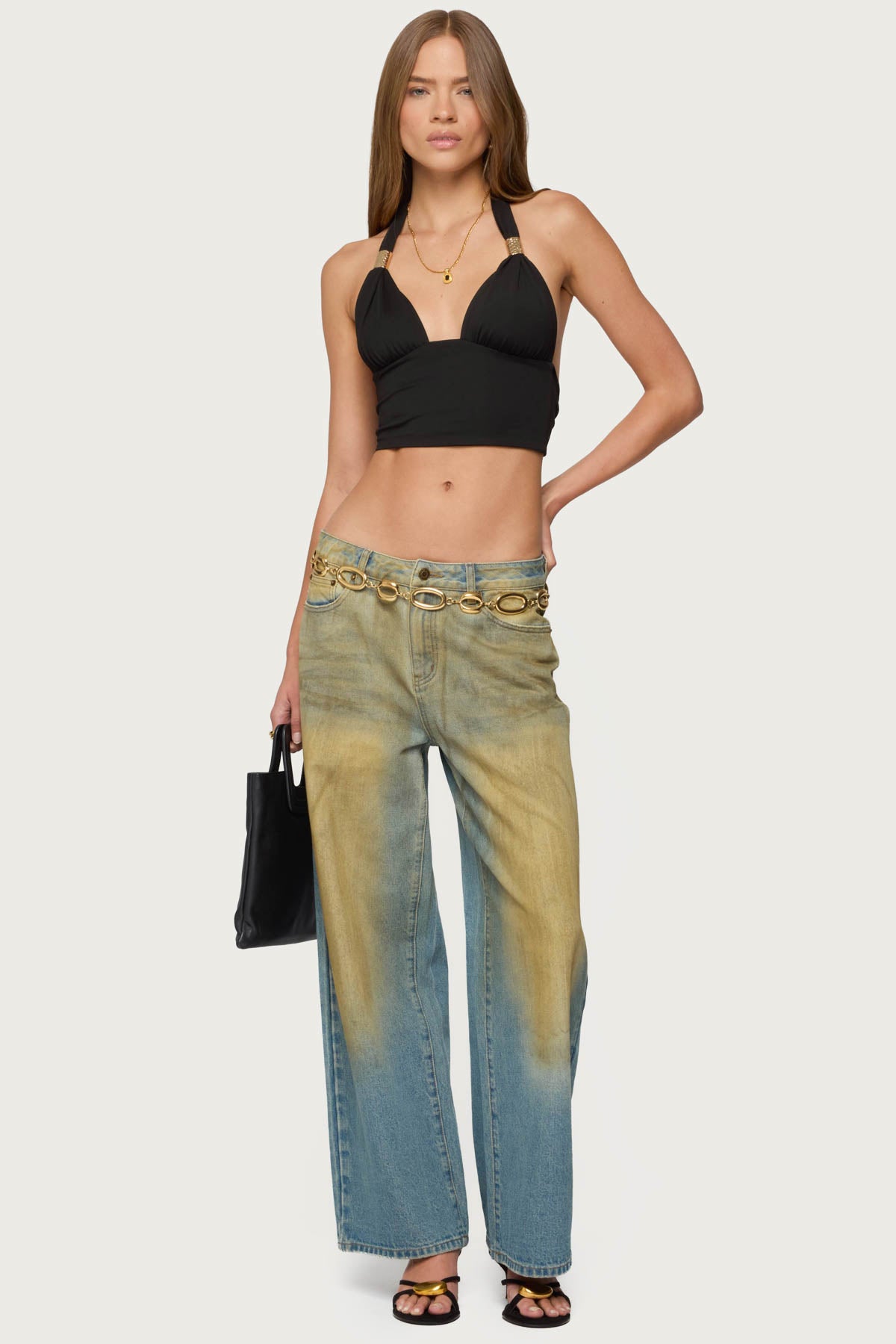 Aiva Backless Plunge Neck Halter Top - Image 5