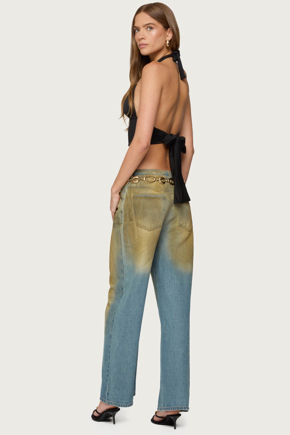 Aiva Backless Plunge Neck Halter Top - Image 2