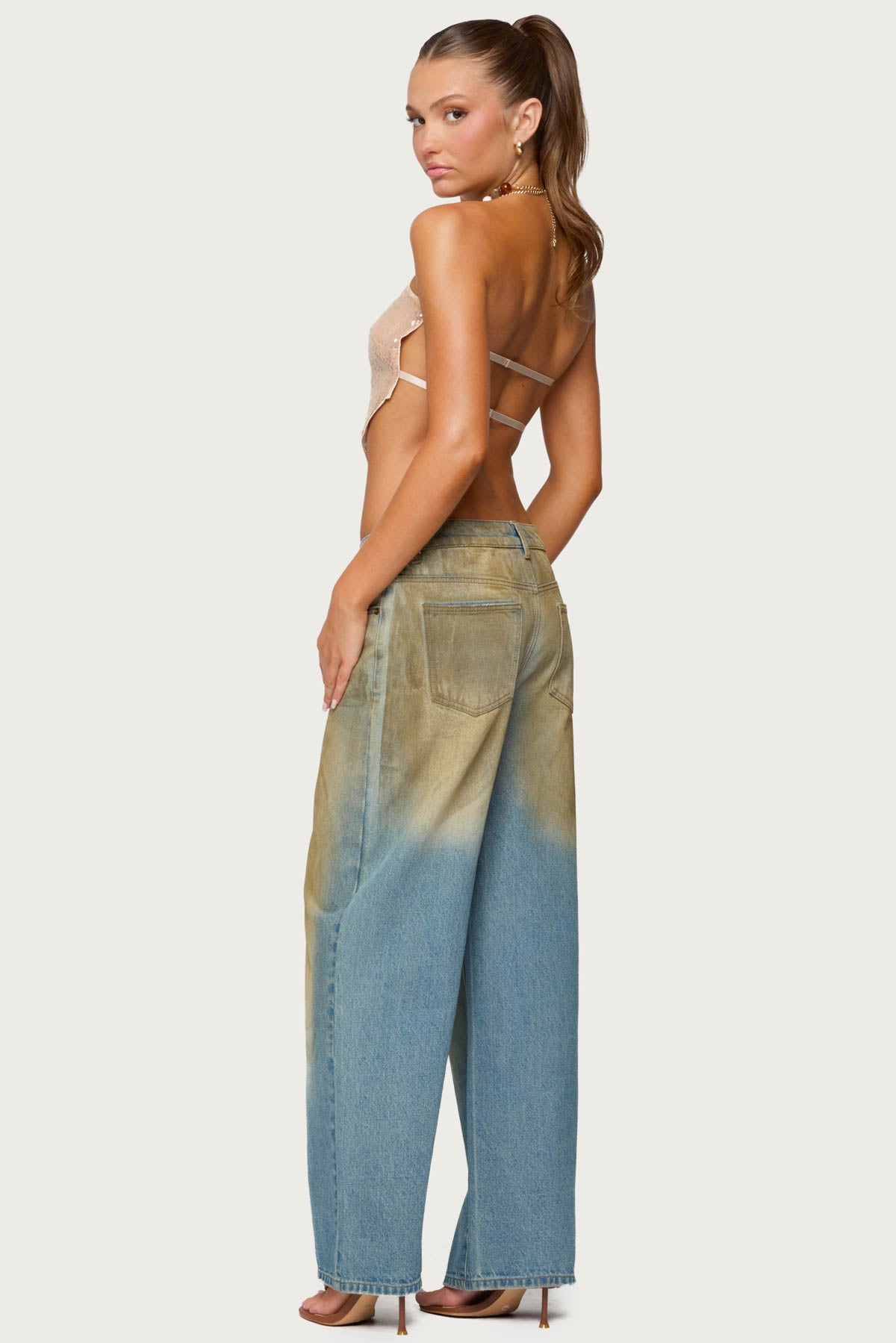 Sequin Backless Triangle Strapless Top - Image 3