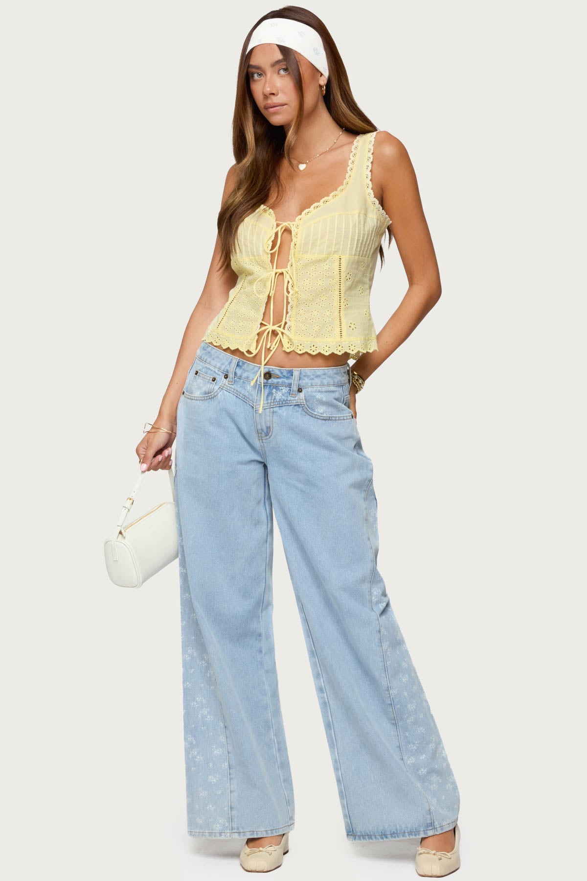 Floral Split Low Rise Jeans - Image 3