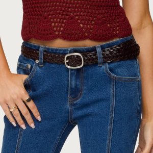 Woven Faux Leather Belt