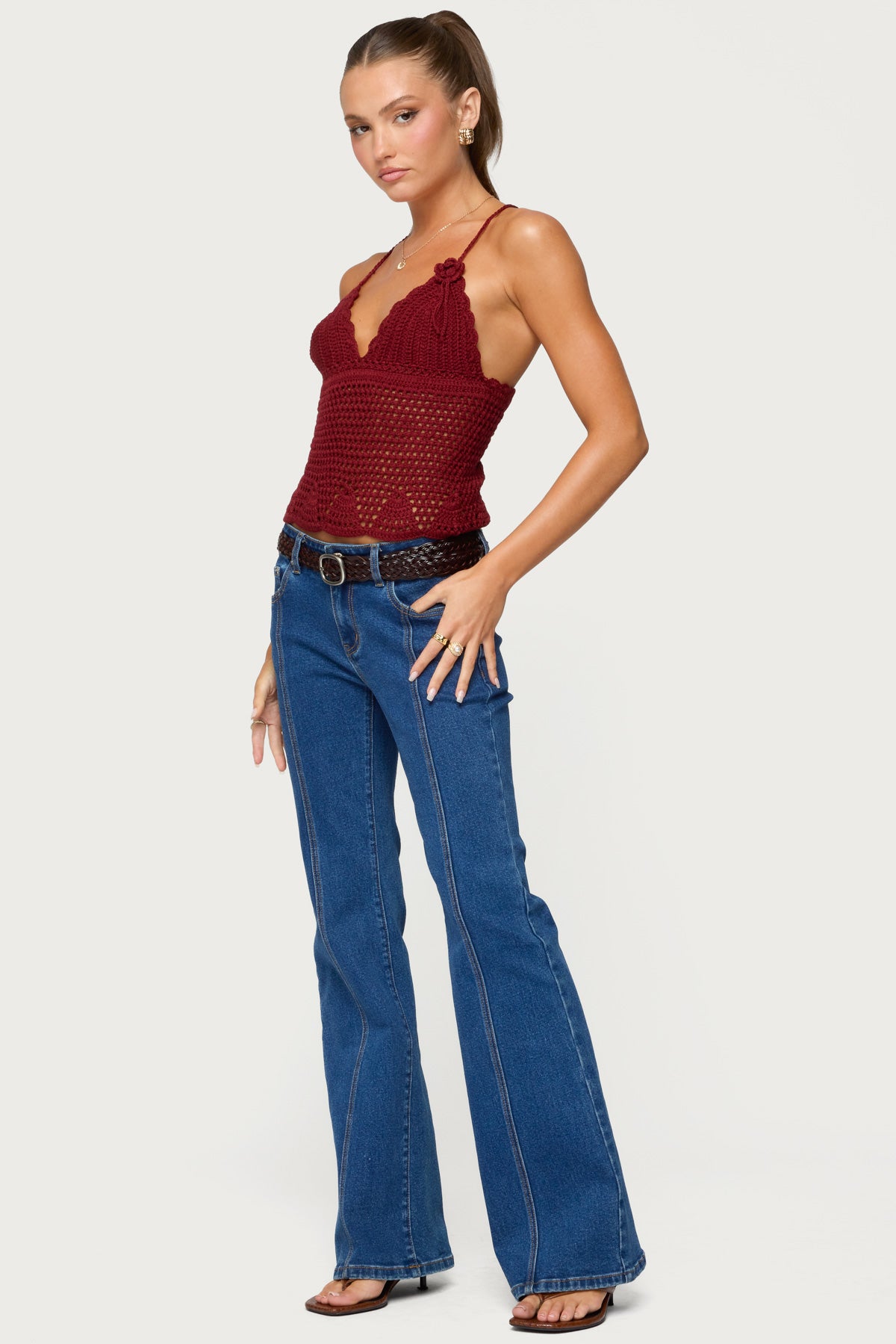 Delila Crochet V Neck Top - Image 4