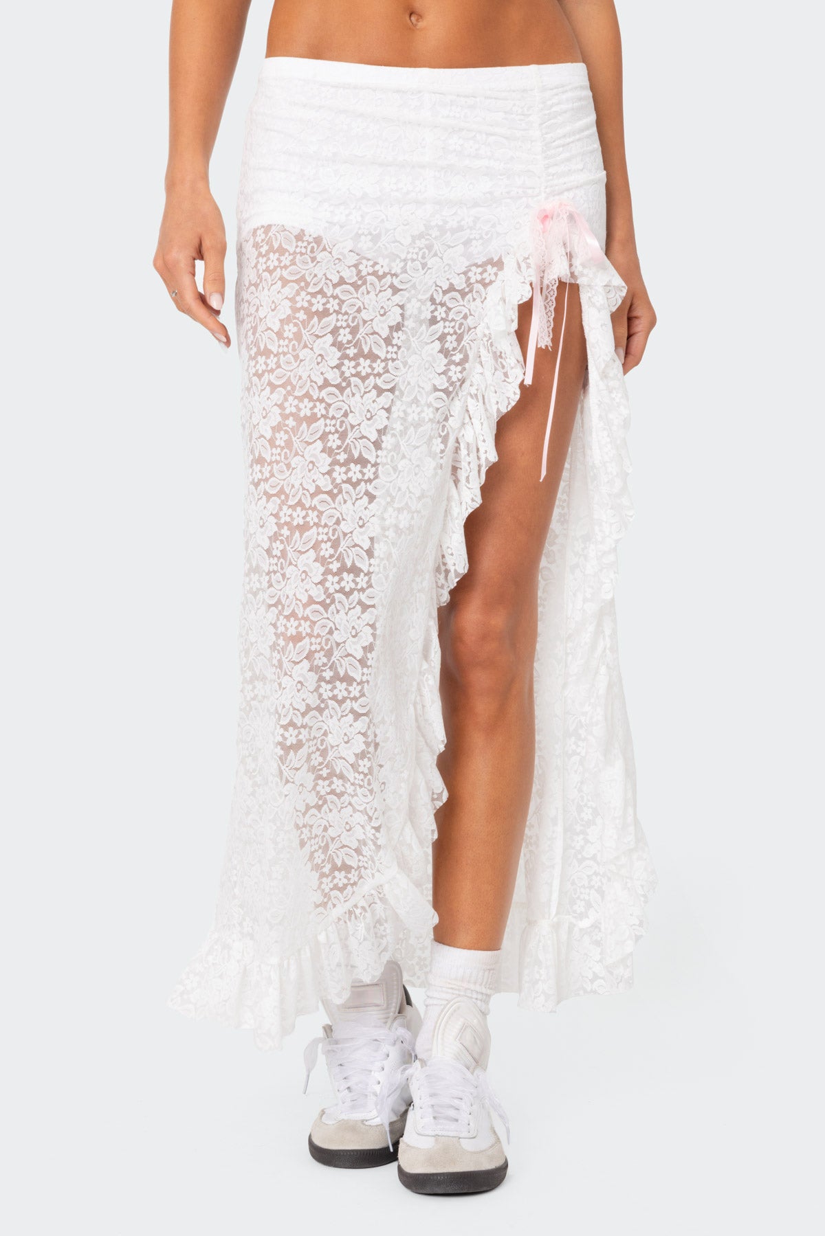 Ruffled Sheer Lace Maxi Skort - Image 2