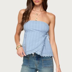 Narnie Striped Strapless Wrap Top