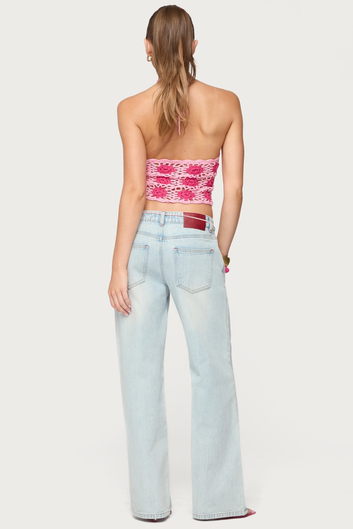 Contrast Floral Crochet Halter Top - Image 5