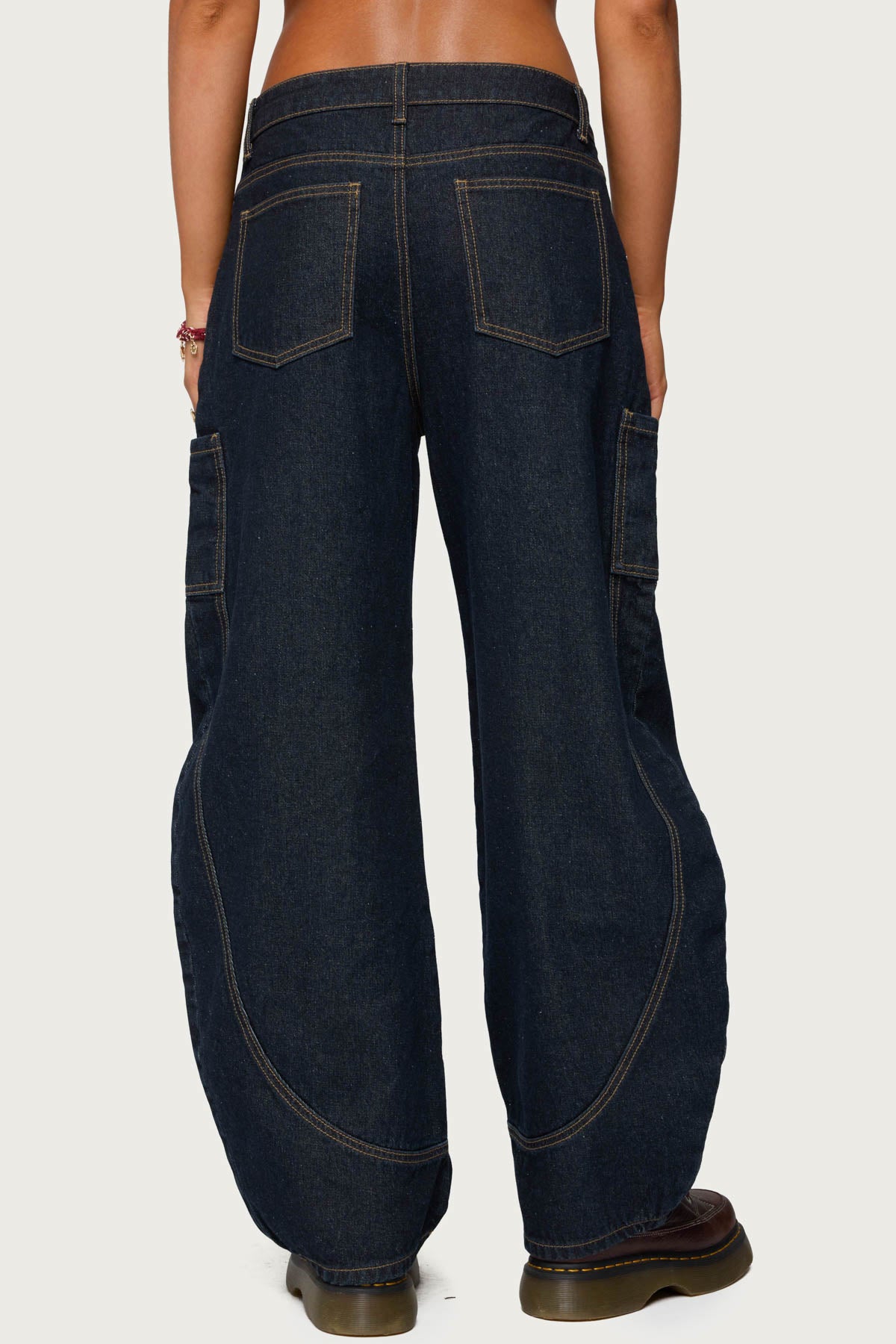 Aden Contrast Stitch Barrel Jeans - Image 5