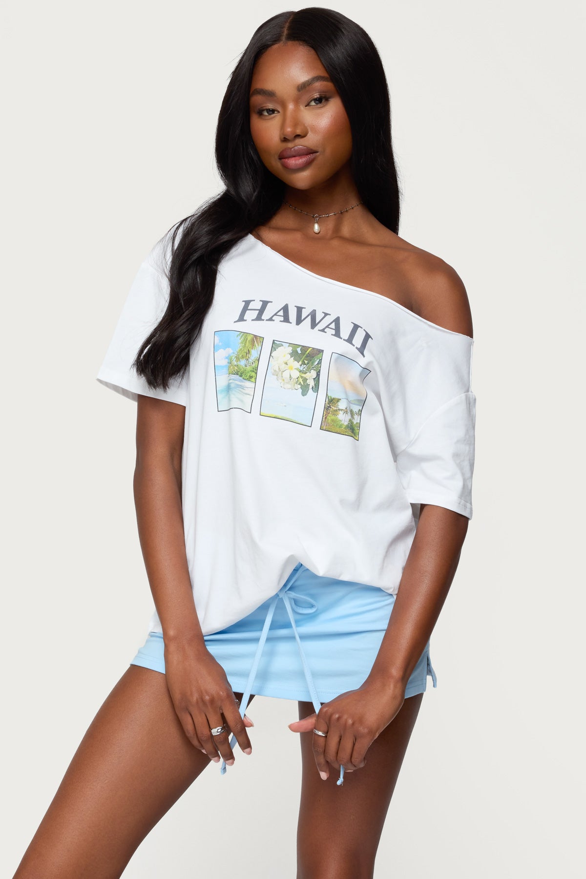 Hawaiian Babe Off Shoulder T Shirt - Image 3