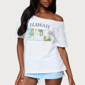 Hawaiian Babe Off Shoulder T Shirt