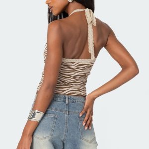 Zebra Printed Halter Top