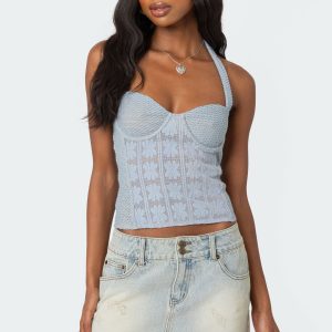Mixed Crochet Cupped Top