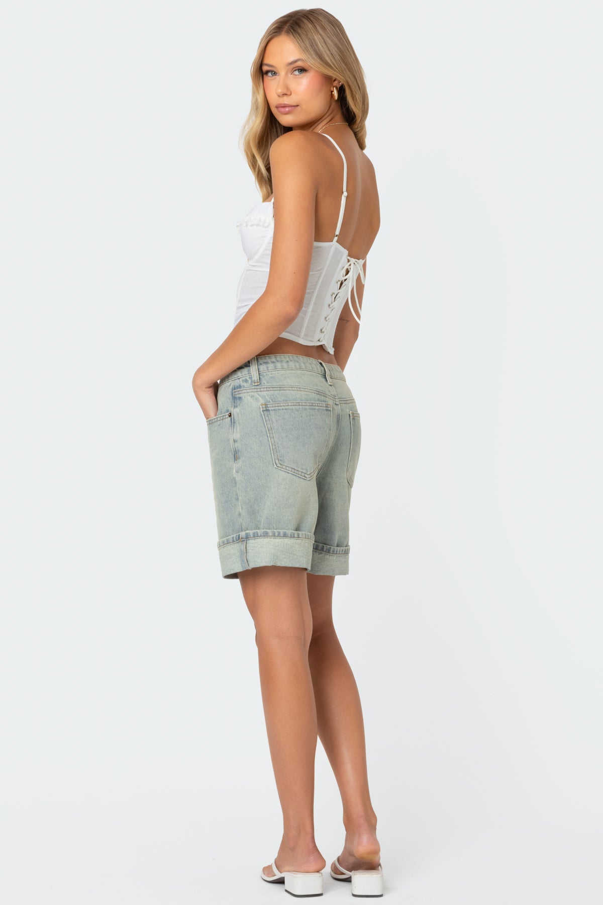 Semi Sheer Linen Look Corset - Image 4