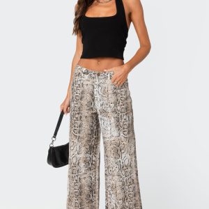 Snakeskin Printed Low Rise Jeans