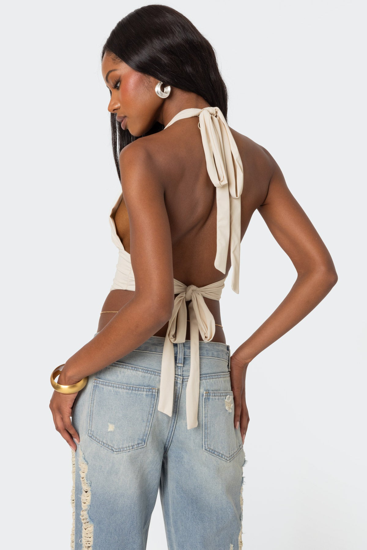 Open Back Triangle Halter Top - Image 4