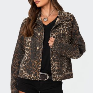 Leopard Print Denim Jacket