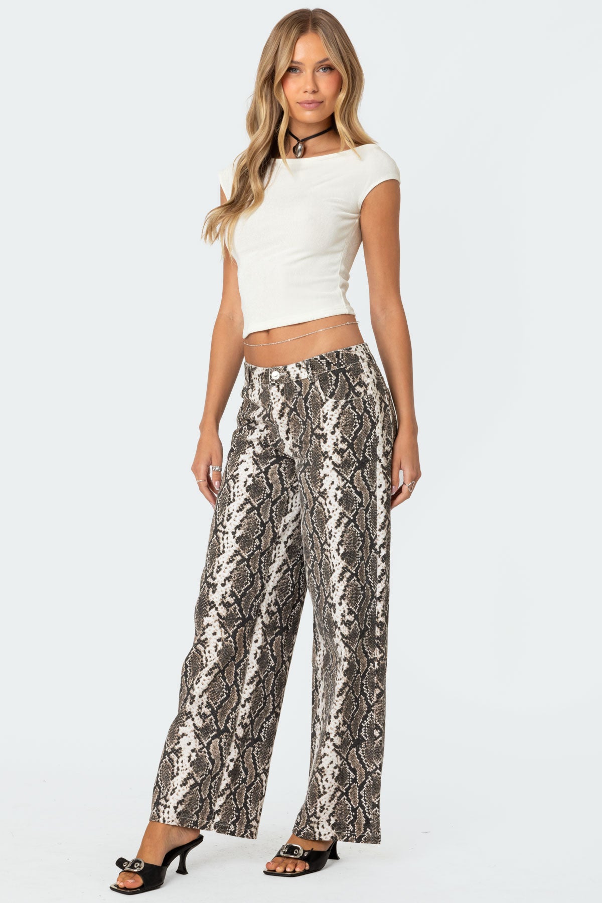 Snakescale Printed Low Rise Jeans - Image 4