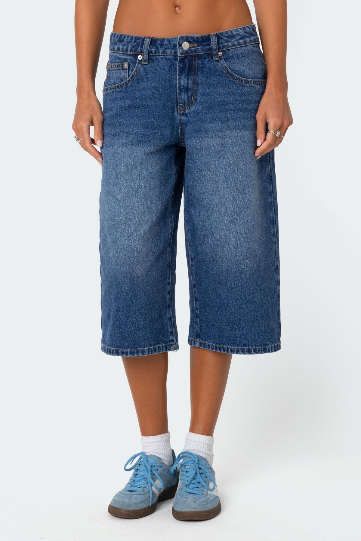 Xtra Long Low Rise Denim Bermuda Shorts - Image 2