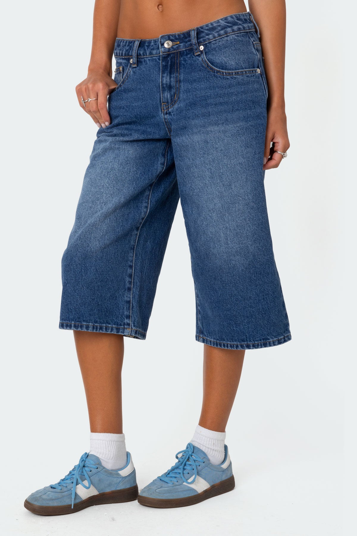 Xtra Long Low Rise Denim Bermuda Shorts - Image 4