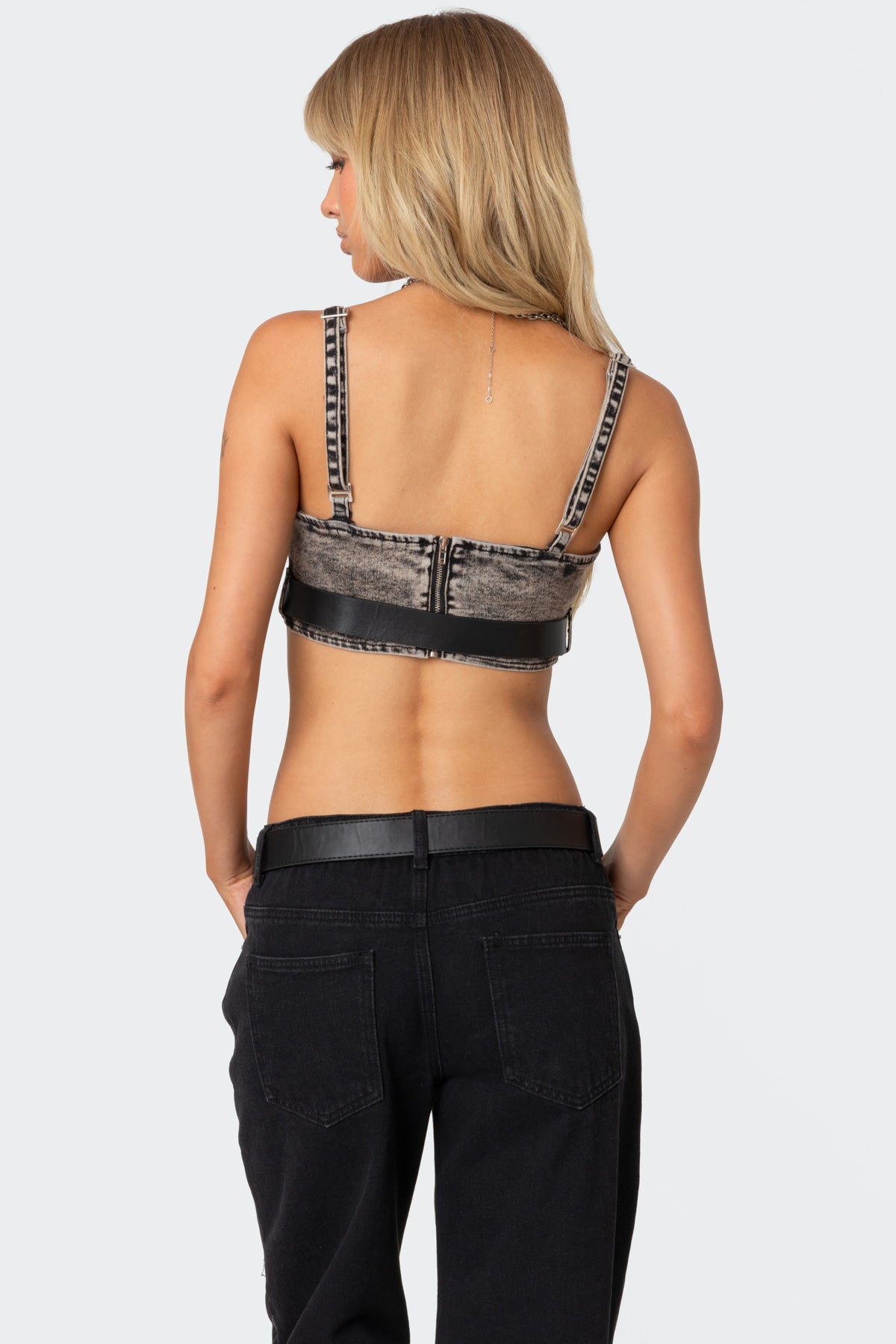 Belted Denim Crop Top - Image 4