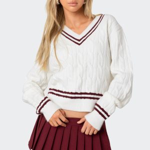 Dean V Neck Cable Knit Sweater