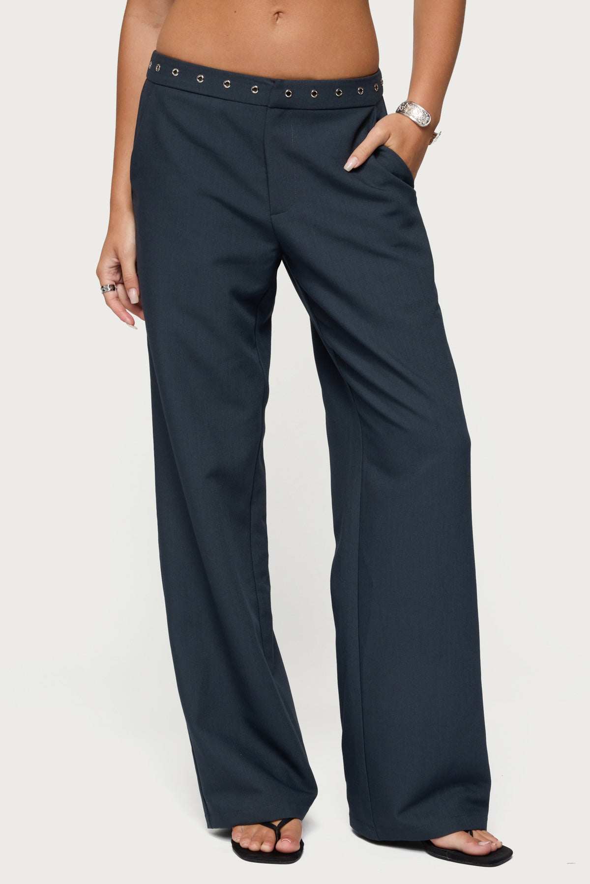 Ayve Eyelet Waist Straight Leg Pants - Image 2