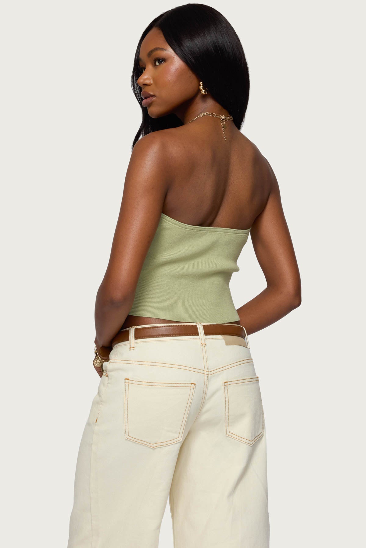 Bead Cut Out Strapless Knit Top - Image 5